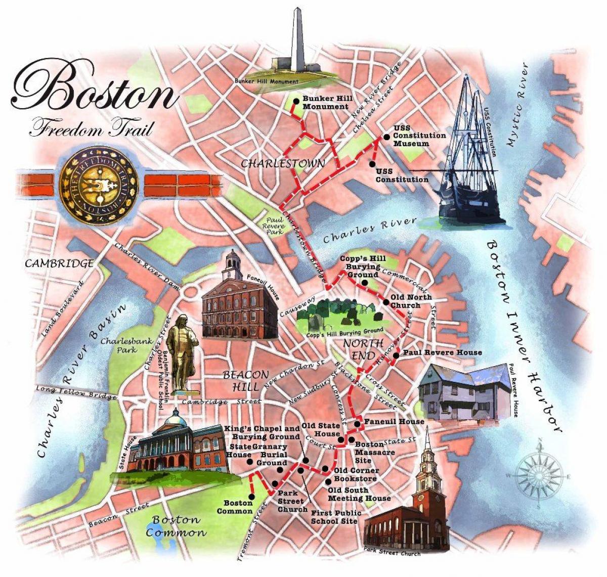 vryheid roete kaart Boston