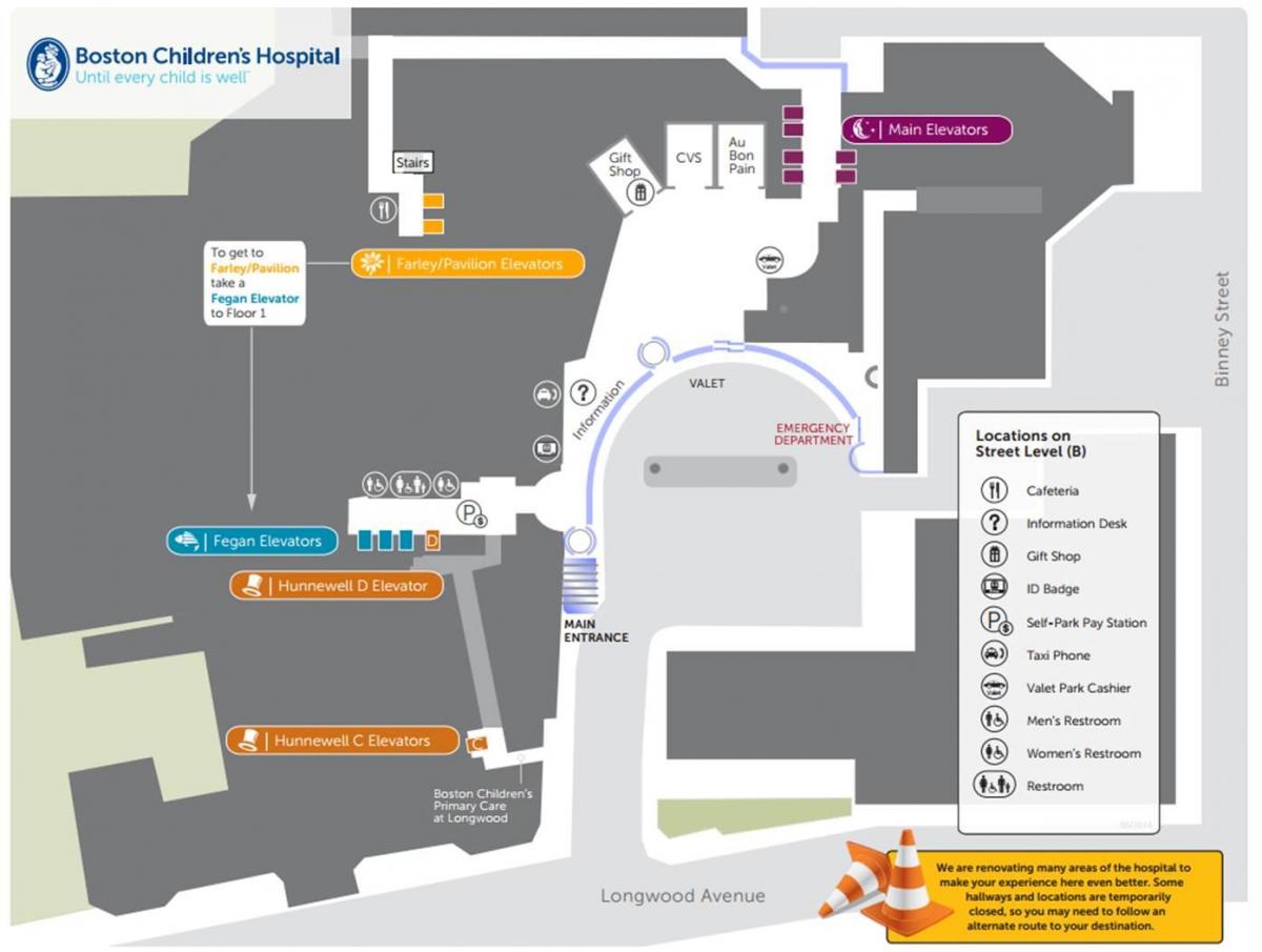 Kinders se Hospitaal Boston kaart