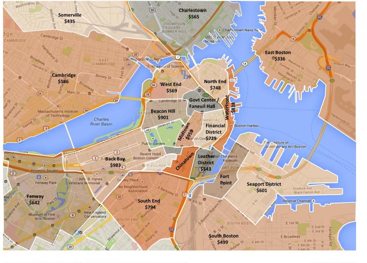die stad van Boston sonering kaart