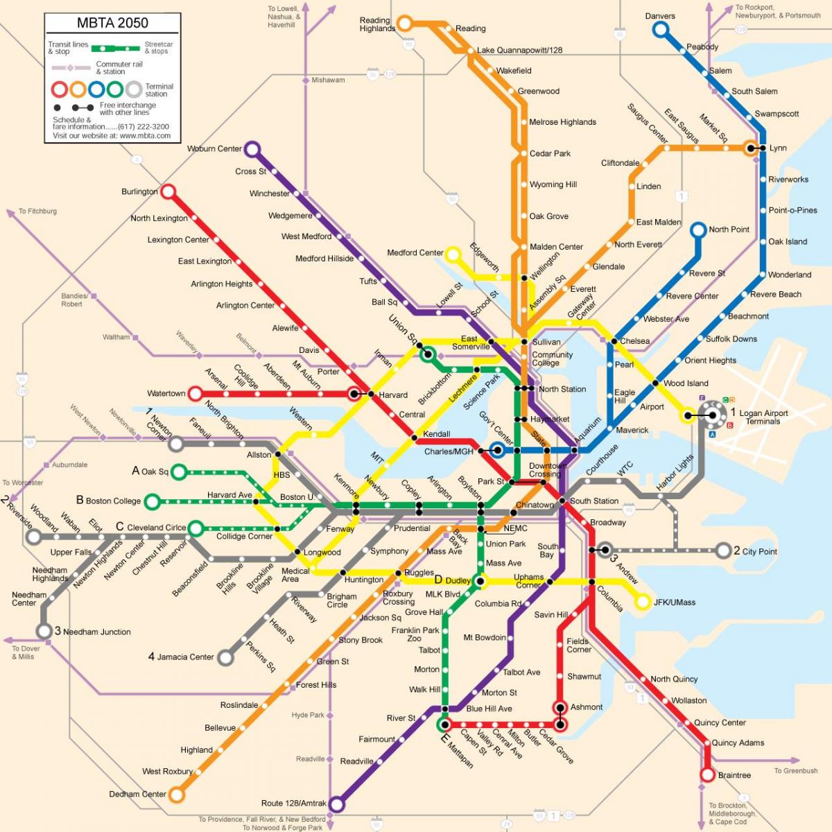 Boston openbare vervoer kaart