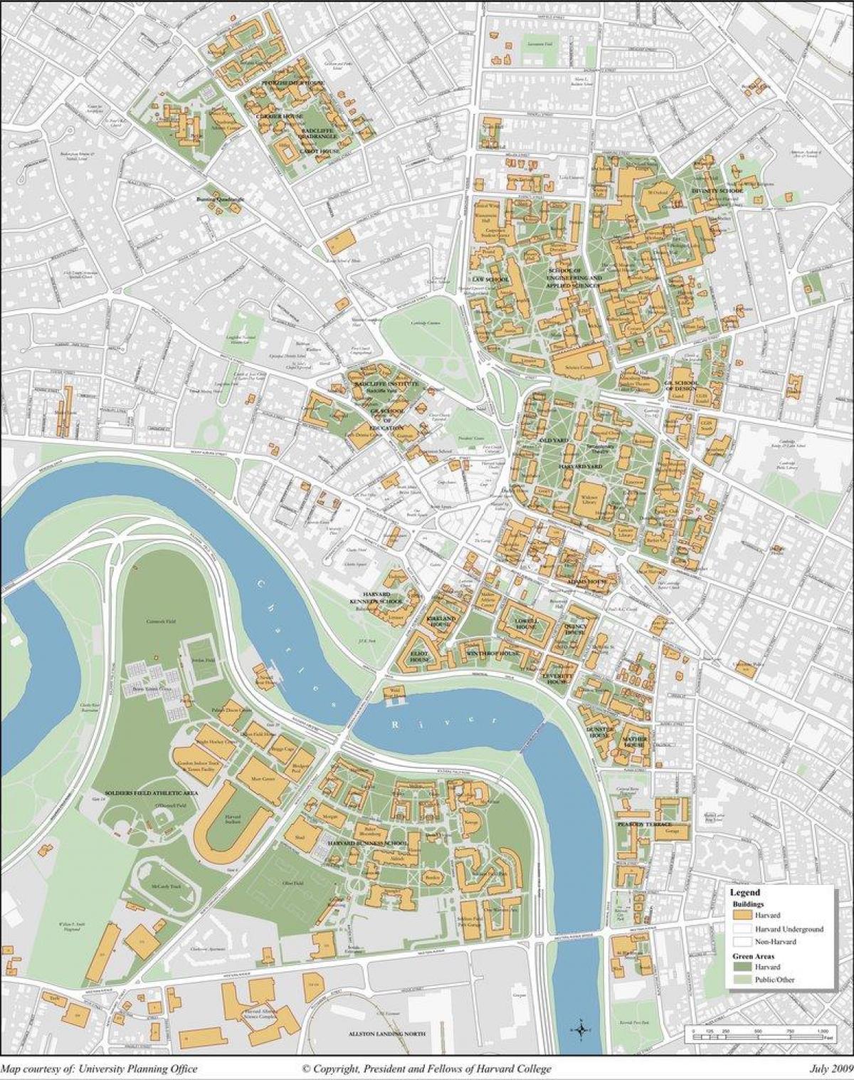 Harvard universiteit kampus kaart