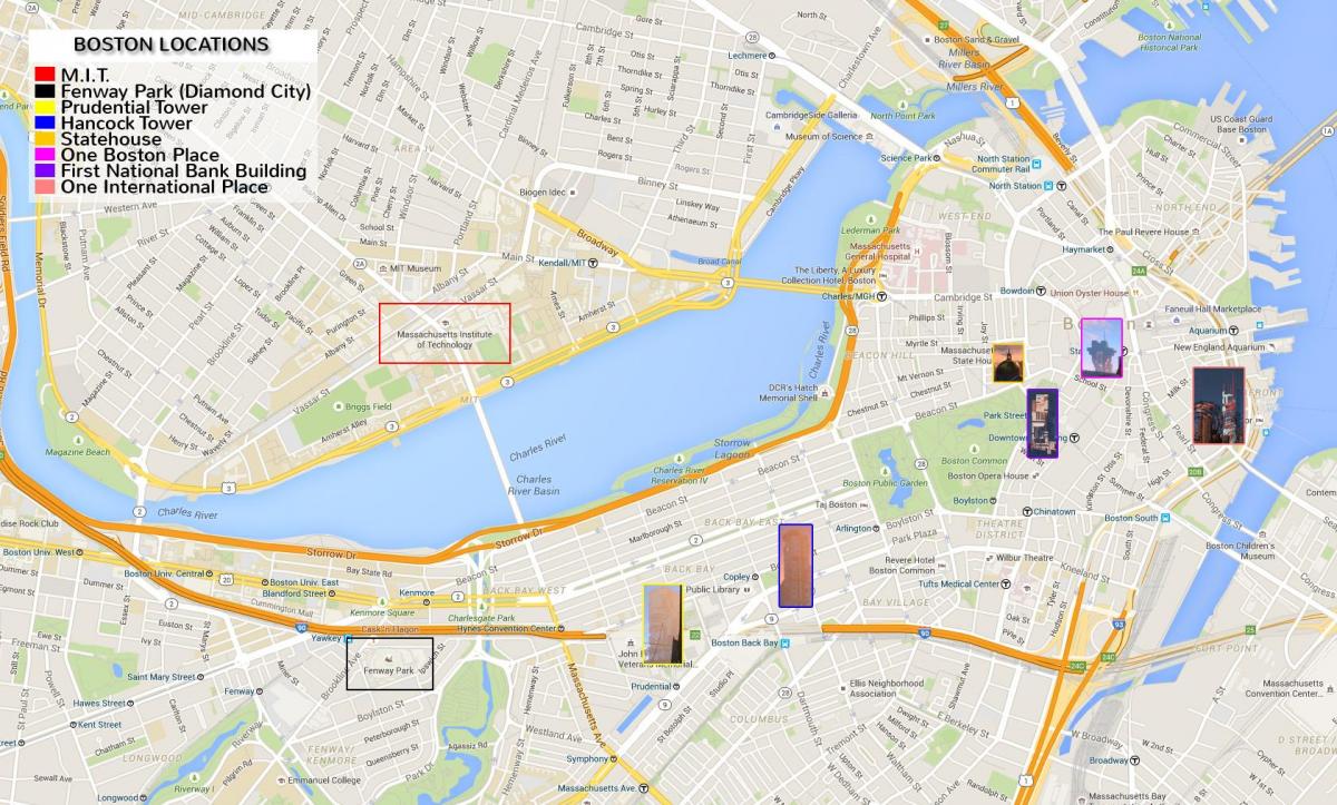 kaart van downtown Boston