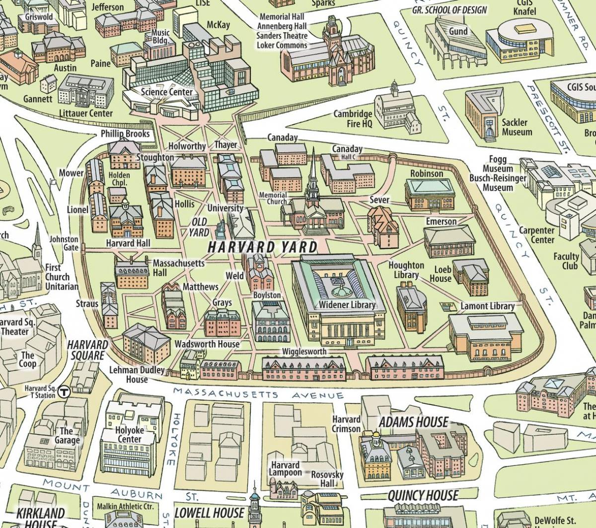 kaart van die Harvard-universiteit