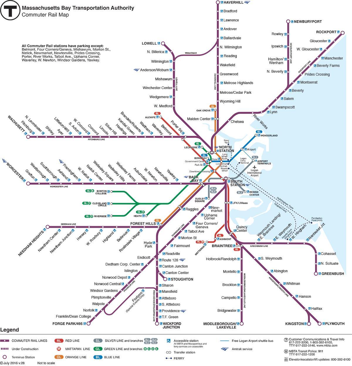 pendelaar spoor kaart Boston