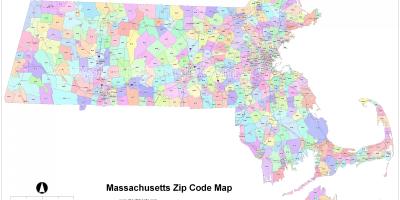 Zip-kode kaart van Boston